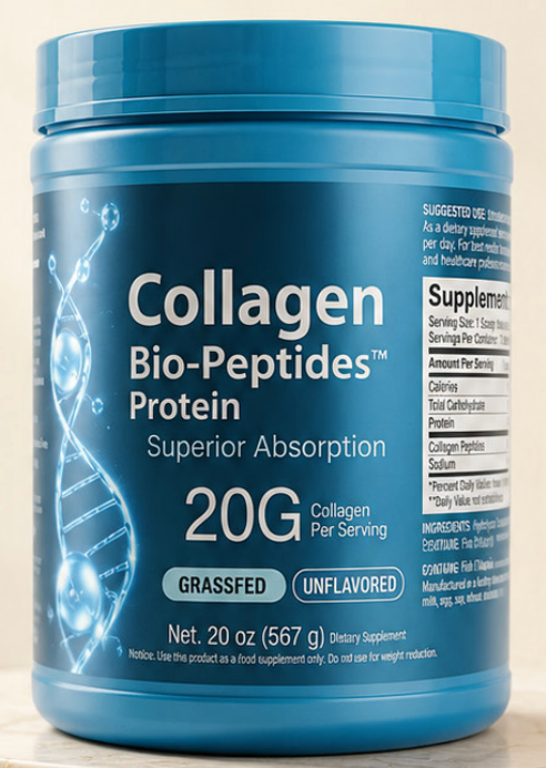 Collagen Bio-Peptides™ Protein – Peptidos de Colageno Hidrolizado (20g de Proteina por Porcion, Grassfed, Unflavored)