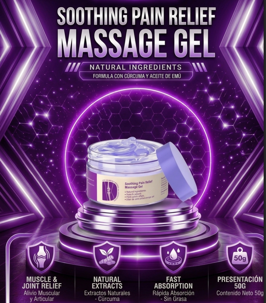 Soothing Pain Relief Massage Gel – Gel de Masaje para Alivio Muscular y Articular con Curcuma y Aceite de Emu (50 g)