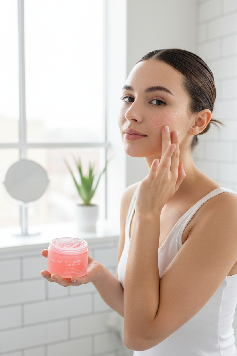 Aplicación de crema de colágeno