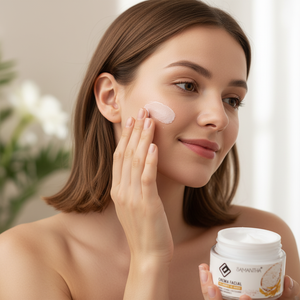 Aplicación de crema facial